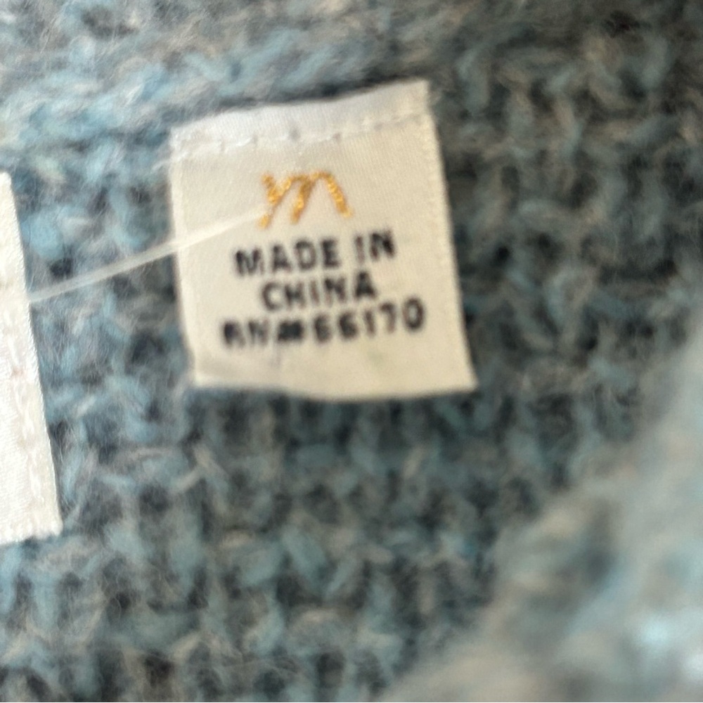 Anthropologie Charlie & Robin Women’s Aqua Blue Wool Blend Knit Sweater Top  M - Picture 7 of 8